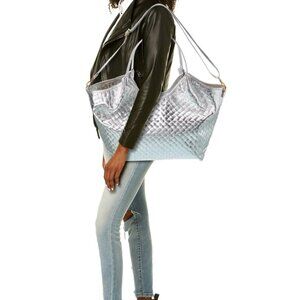 Persaman New York Yara Silver Metallic Leather Tote